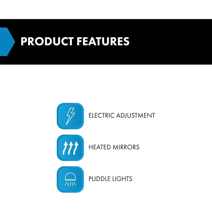 مجموعة مرآة جانبية للسائق والركاب مكونة من قطعتين مع وظيفة تسخين قابلة للتعديل الكهربائي بدون ميزة الذاكرة بلمسة نهائية سوداء C #3