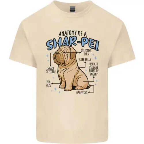 Shar Pei Anatomy Funny Dog Mens Cotton T-Shirt Tee Top