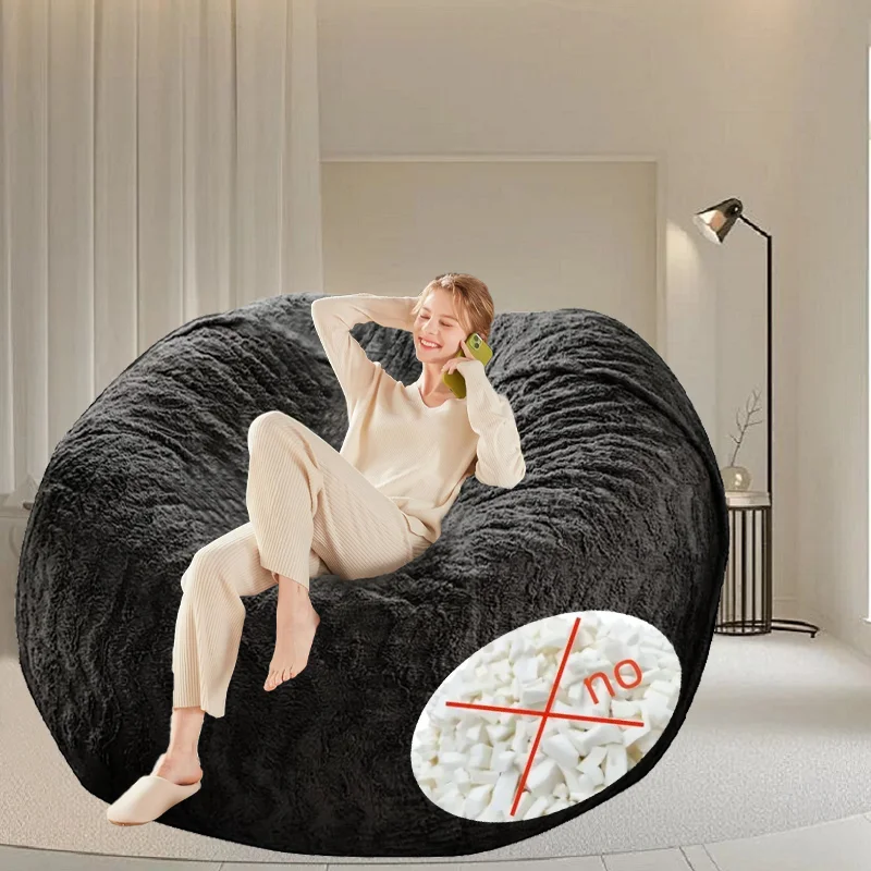 Luxury 6FT Dark Grey Bean Bag Cover with Plush Cover No Filler Machine Washable Big Size Giant Leisure Furniture For Living Room