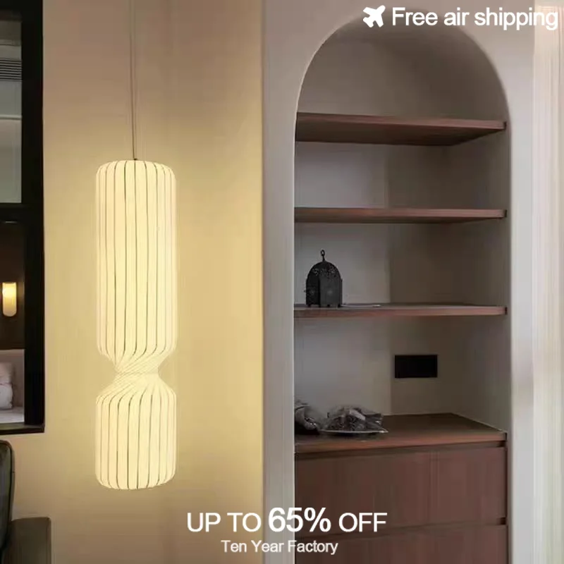 

Luxury Modern White Fabric Shade LED Pendant Light with Art Deco Design for Dining Room Hanging Ceiling Decorative Light