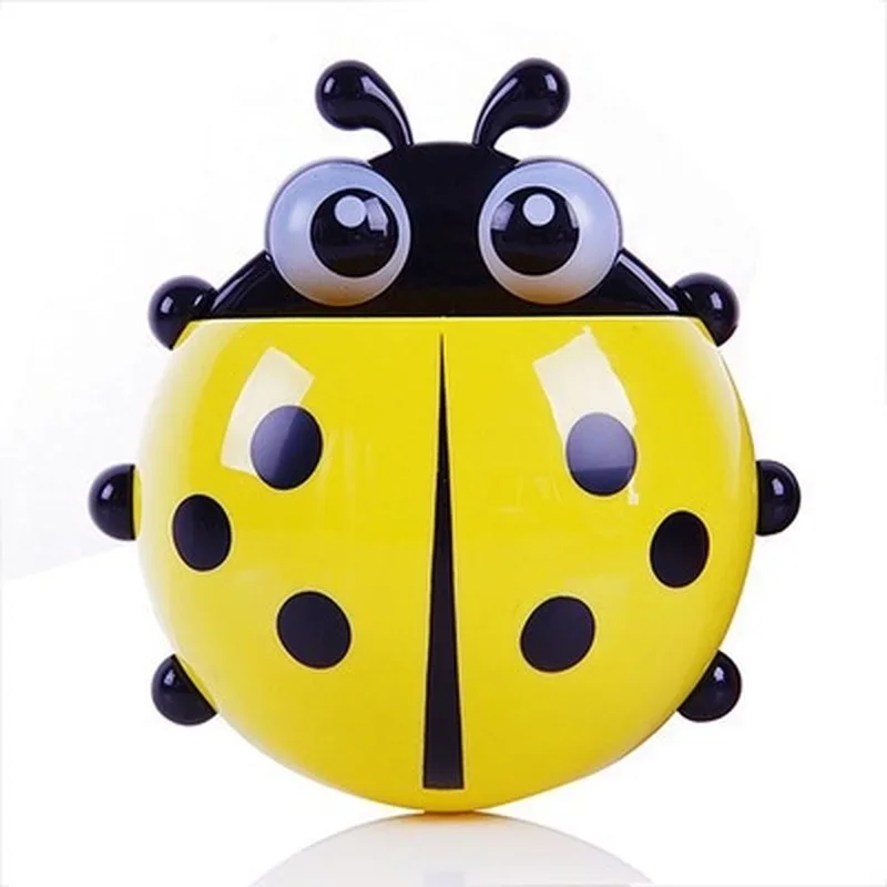 Cartoon Cute Ladybug Toothbrush Holder with Sucker Creative Tooth Toothpaste Storage Rack Organizer Kitchen Bathroom Accessories