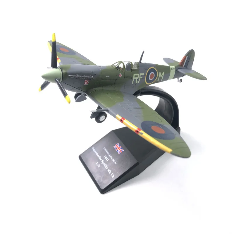 Modelo de caza Spitfire de la Segunda Guerra Mundial, simulación de aleación, decoración terminada, avión, juguete para niños, regalo de Navidad, 1: 72 Ns