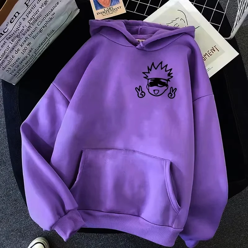 للجنسين Jujutsu Kaisen أنيمي هوديي 2025 ربيع الخريف كبير Kawaii Gojo Satoru التصميم الجرافيكي الشارع الشهير البلوز