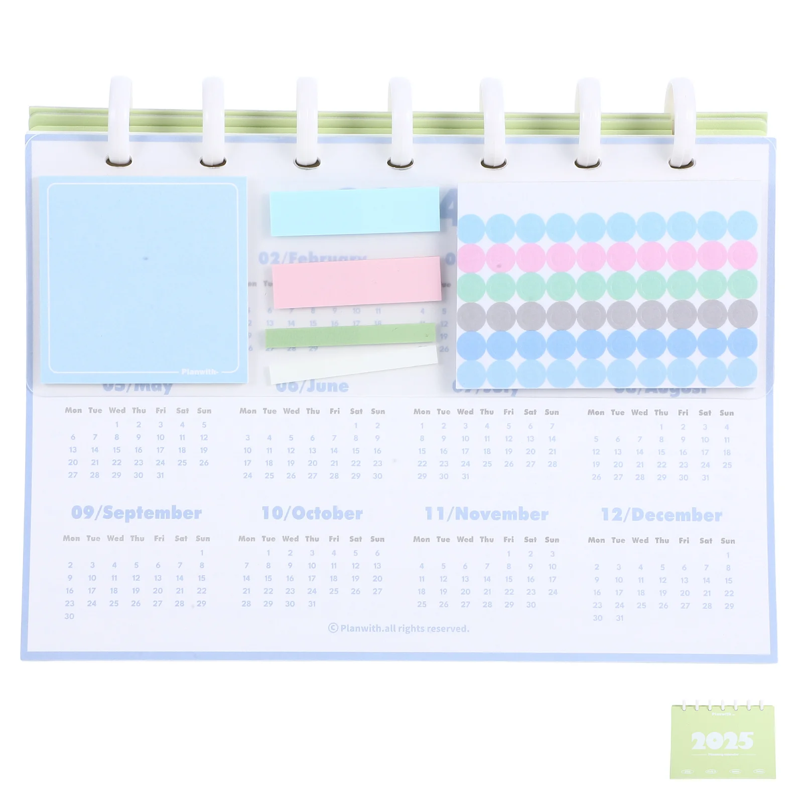 

2025 Desk Mushroom Button Calendar Calendars Monthly Efficient Light Green Pp Office