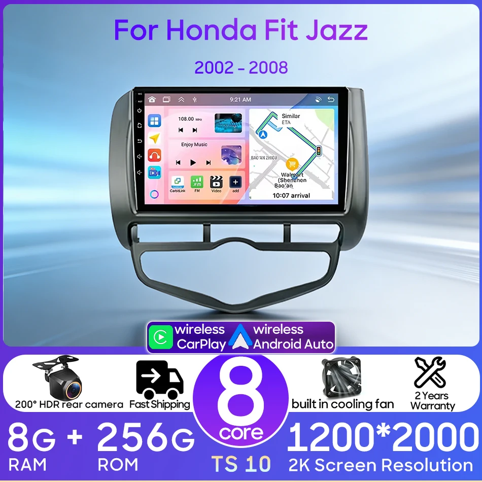

Android для Honda Fit Jazz 2002-2008 LHD/RHD Автомобильный мультимедийный радиоплеер Головное устройство CarPlay Auto Video Стерео Wi-Fi GPS 2din