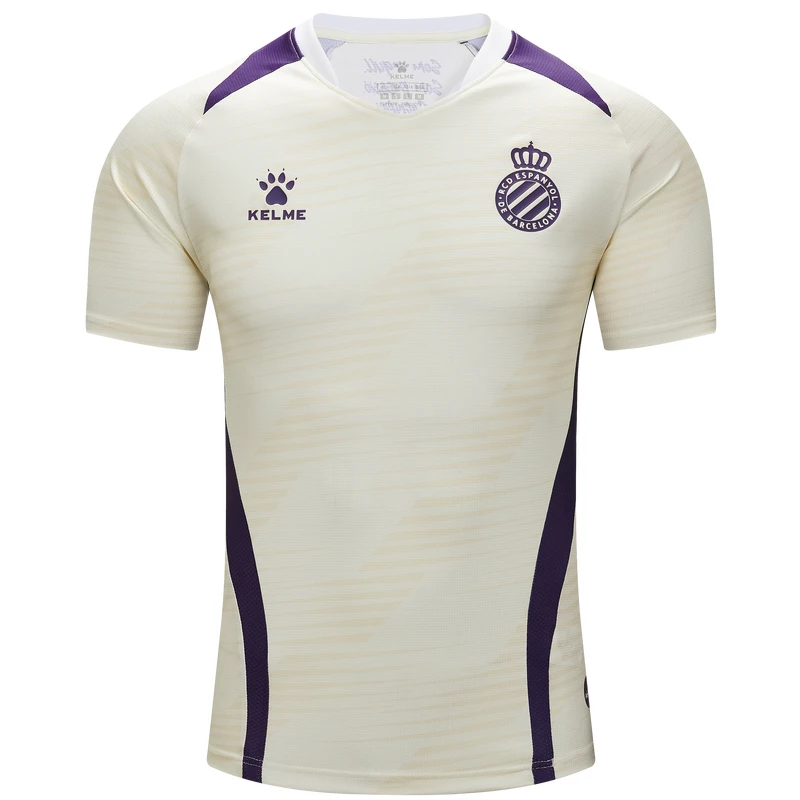 Kelme Men's Training Top Football Shirt 24-25 Espanyol Training Short Sleeve Outdoor Fitness Running T-shirt