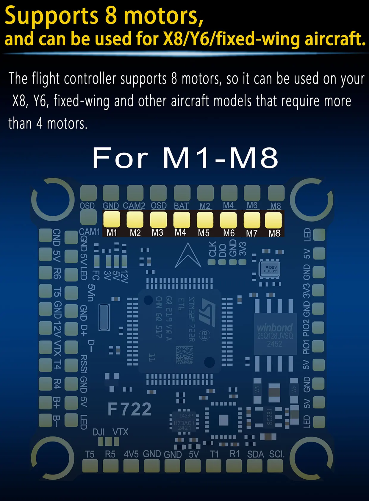 DAKEFPV F722 Flugcontroller Unterstützt BetaFlight Ardupilot FC F722 Stack 12S 70A 4in1 ESC Für 5-Zoll DJI RC FPV Freestyle Drohne – Detail 8