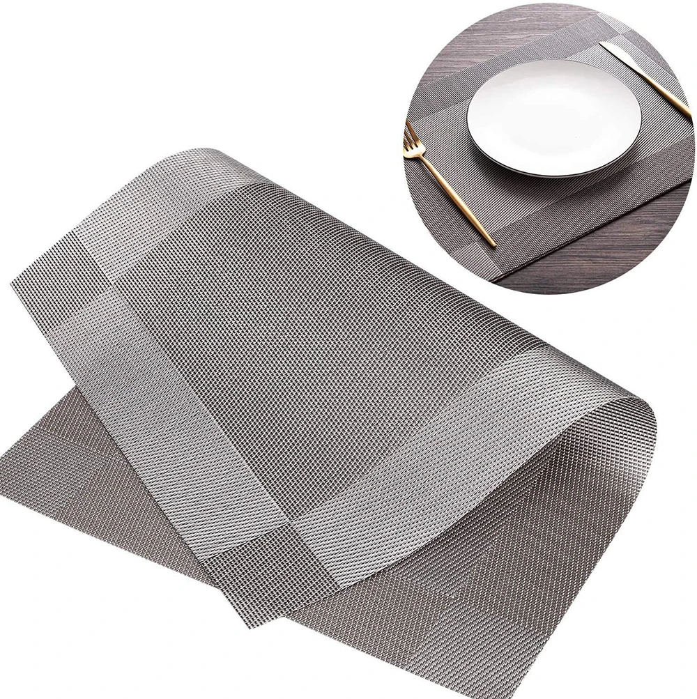 LOYALHEARTDY 4PCS Place Mat Set PVC Fabric Mats Heat-Resistant Washable Non-Slip Square Placemat 45x30cm for Kitchen