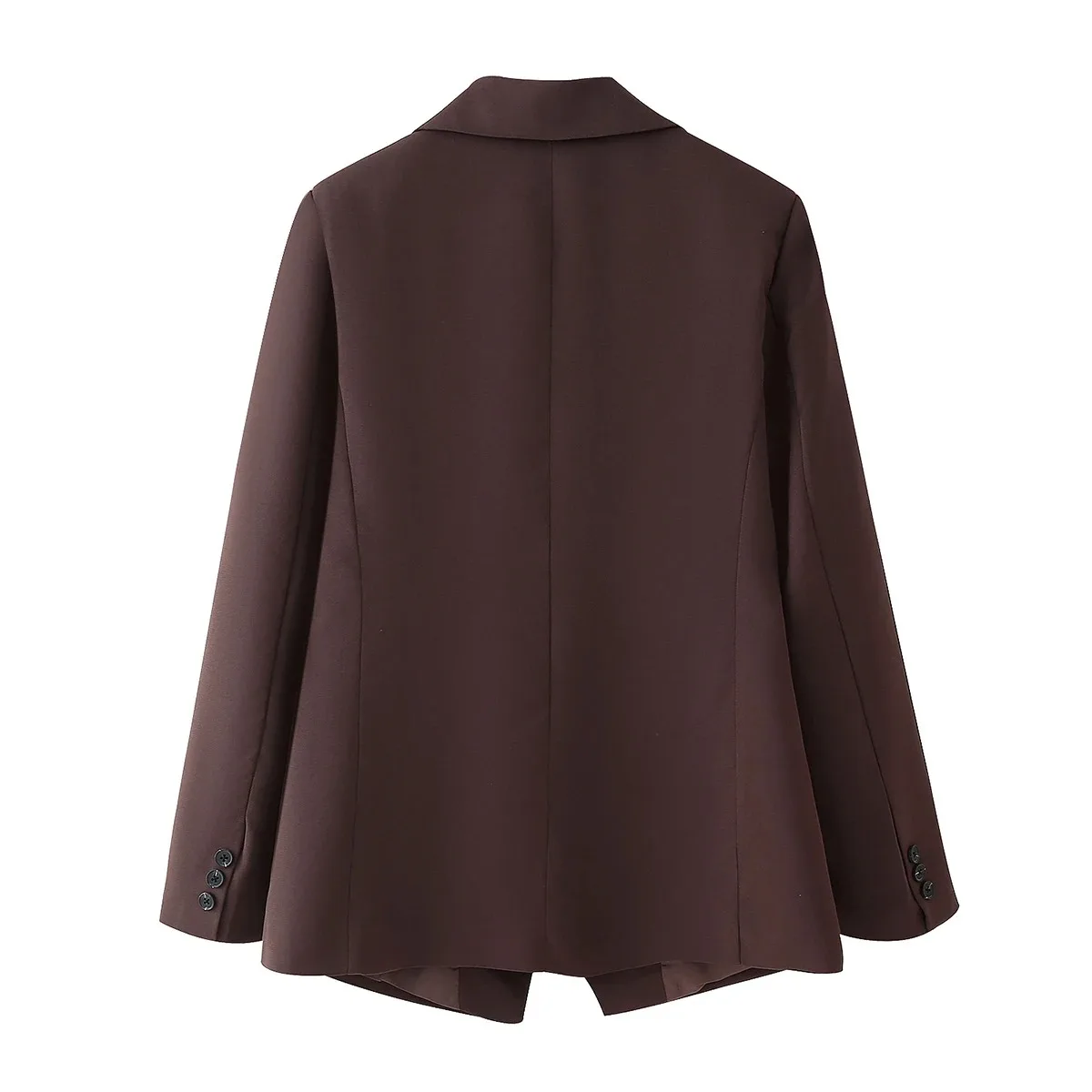KONDALA Office Lady Brown Slim Blazer Women V Nwck Long Sleeve Blazers Fashion 2025 Autumn Winter Street Blazers Pockets Outwear
