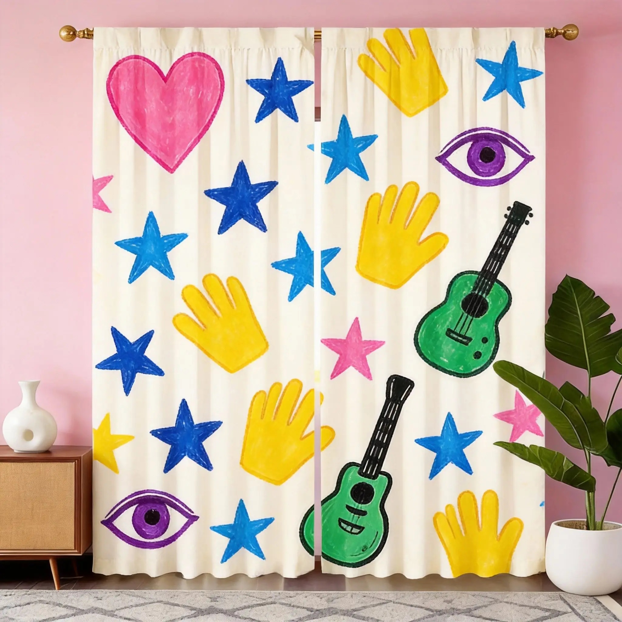 Graffiti Art Curtains 2pcs – B - Home Office Icon 评论和价格