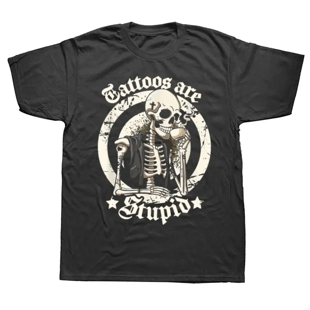 Les tatouages drôles sont stupides t-shirts Style d'été graphique coton Streetwear court S