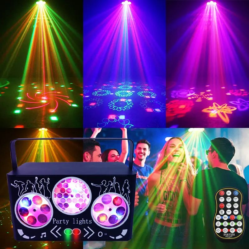 

WUZSTAR Disco DJ сценические огни для вечеринок со светодиодной подсветкой гобо, DMX, стробоскопом, звуковой активацией для фестивалей, Хэллоуина, Рождества, баров, клубов