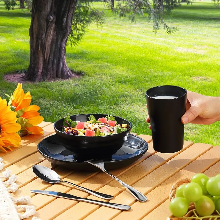 مجموعة أدوات التخييم المحمولة من كيراتون مع أوعية كوب خفيفة الوزن قابلة لإعادة الاستخدام وأدوات مائدة من الفولاذ المقاوم للصدأ