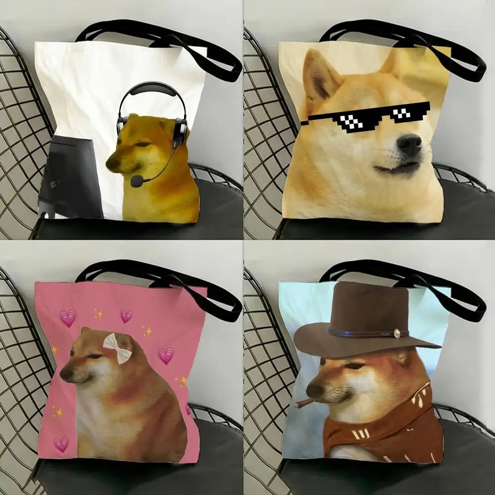 Meme Doge Meme Storage Bags Shopping Bags Series Print Bags Lightweight Shoulder Bag For Daily Use