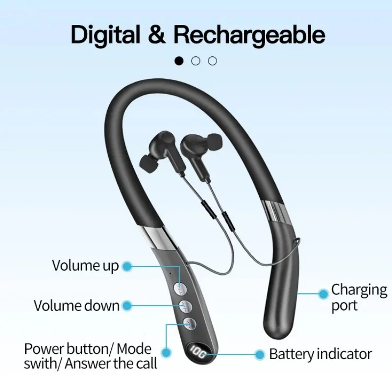 

Digital Rechargeable Aid Hear Audifonos Bluetooth Hearing Aids Headphones for Hearing Impairment Neck Strap Neckband Earphone