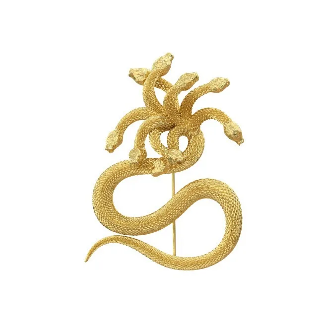 Chinese Elements Gold Color Ancient Books Record Hydra Shape Brooch UNISEX Decorative Jacket Brooch Jewelry