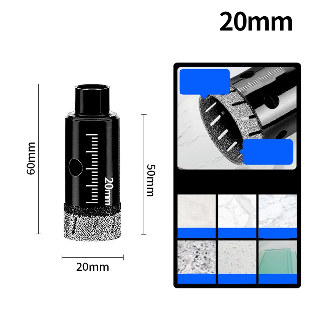 For M10 20-90MM Brazed Core Dry Drill Bit Hole Opener For Angle Grinder Cutting Marble Glass Porcelain Tiles Tool