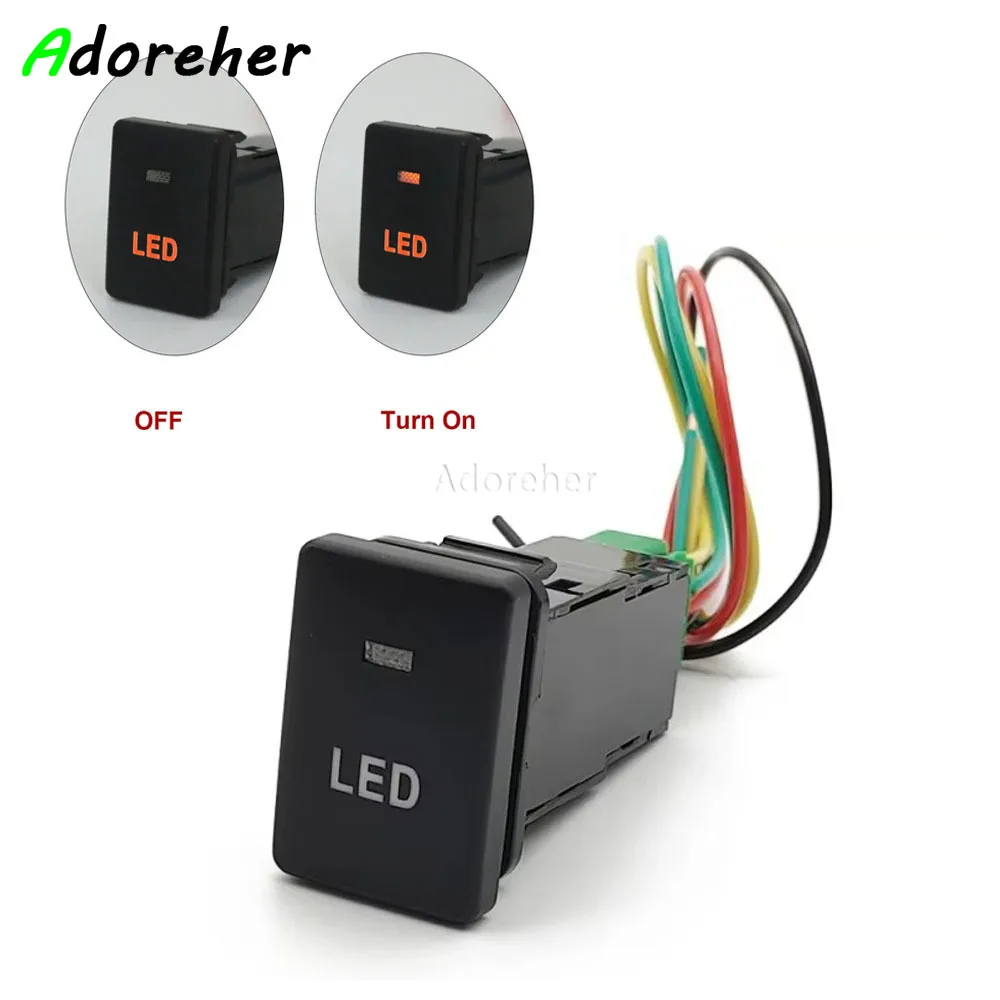 

Автомобильная оранжевая светодиодная кнопка включения света с соединительным проводом для Toyota Innova Voxy Alphard 2017-2021