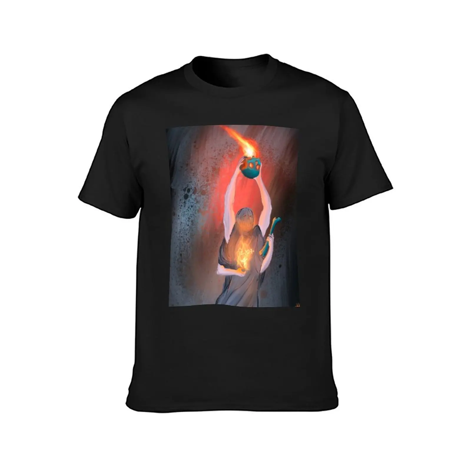 The Necromancers flame T-Shirt quick-drying anime mens white t shirts