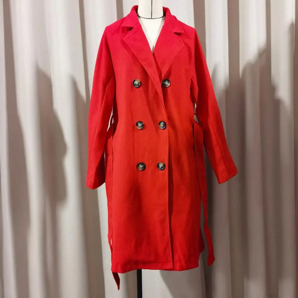 

Женская ветровка: элегантное длинное пальто с поясом, однотонное, с длинными рукавами, стильная верхняя одежда, осенне-зимнее пальто для женщин