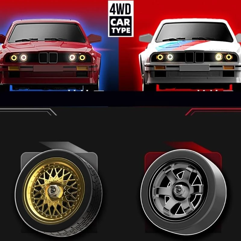 Retro 1/16 Driftauto für Kinder Fernbedienung Drift -Autospielzeugmodell Fahrzeug Wettbewerbsautospielzeug mit LED -Scheinwerfer