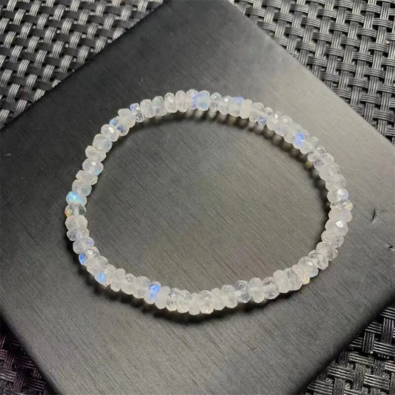 5MM Natural Blue Moon Stone Facet Bracelet Charms Strand Women Men Exquisite Jewelry Gift Healing Crystal Energy Gift 1pcs