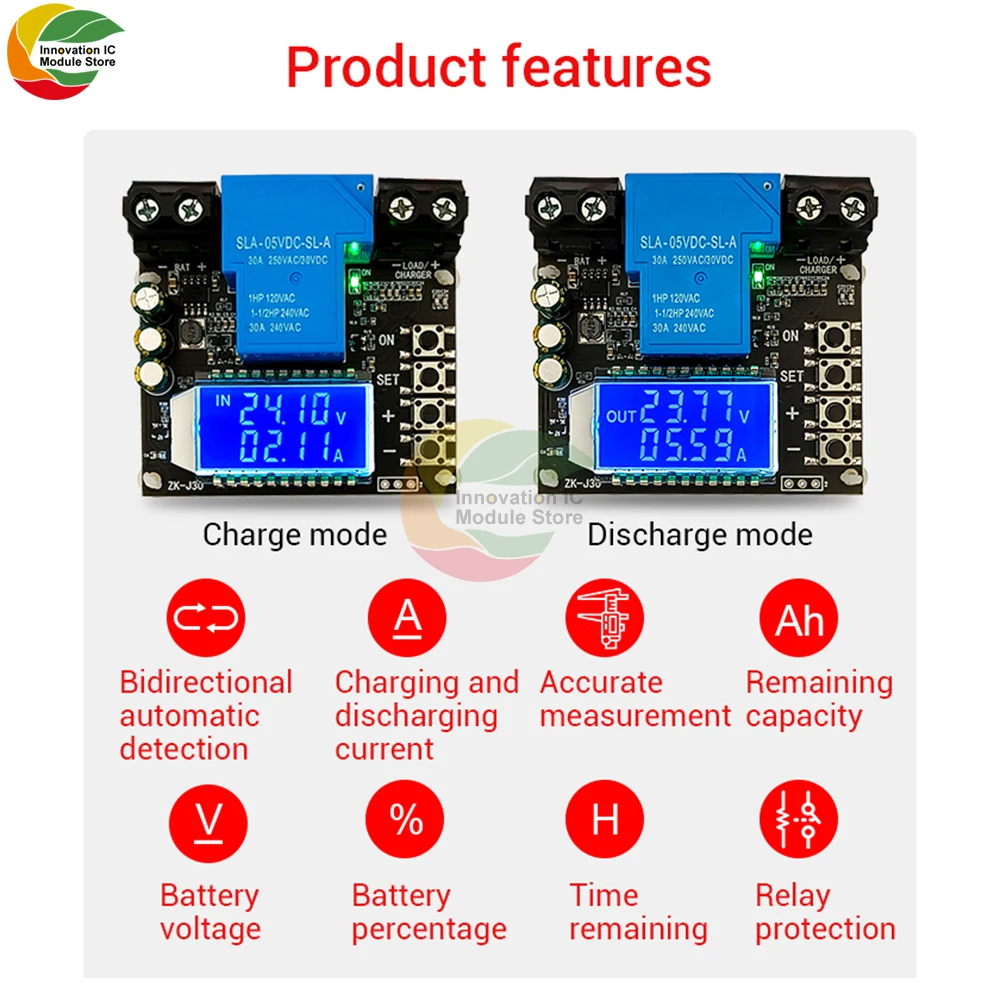 Battery Charging Control Module Full Power Off DC Voltage Protection Under Voltage Power Loss Protector 6-60V ZK-J30