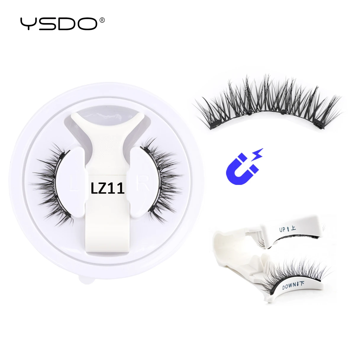 YSDO Magnetic Lashes 1 Pair Natural 3D Mink Lashes Reusable No Glue Needed Professional Magnetic False Eyelashes Makeup Cils