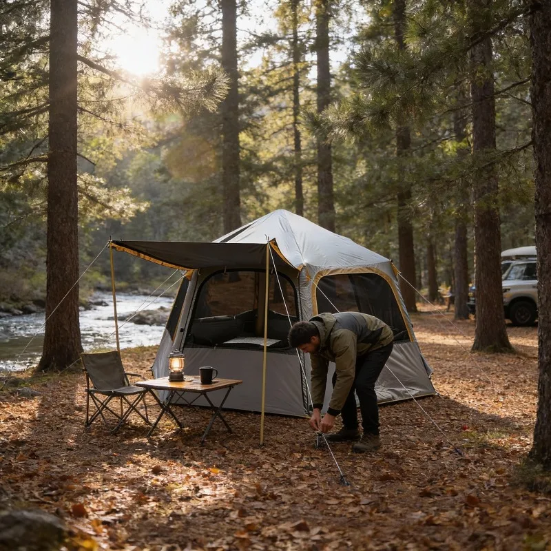 

YTYIN Waterproof And Portable Inflatable Air Tent For Family Hiking Trips Lightweight Oxford Fabric