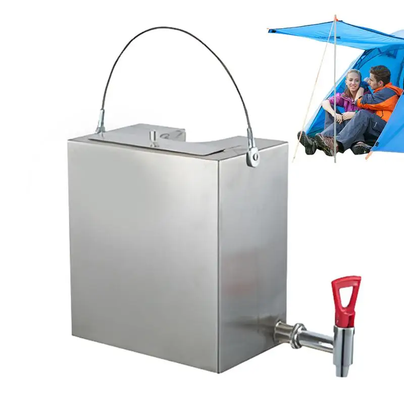 

Stove Hot Water Tank Stainless Steel Square Outdoor Camping Water Tank With Tap 7.5L Camping Stove Accessories Food Grade