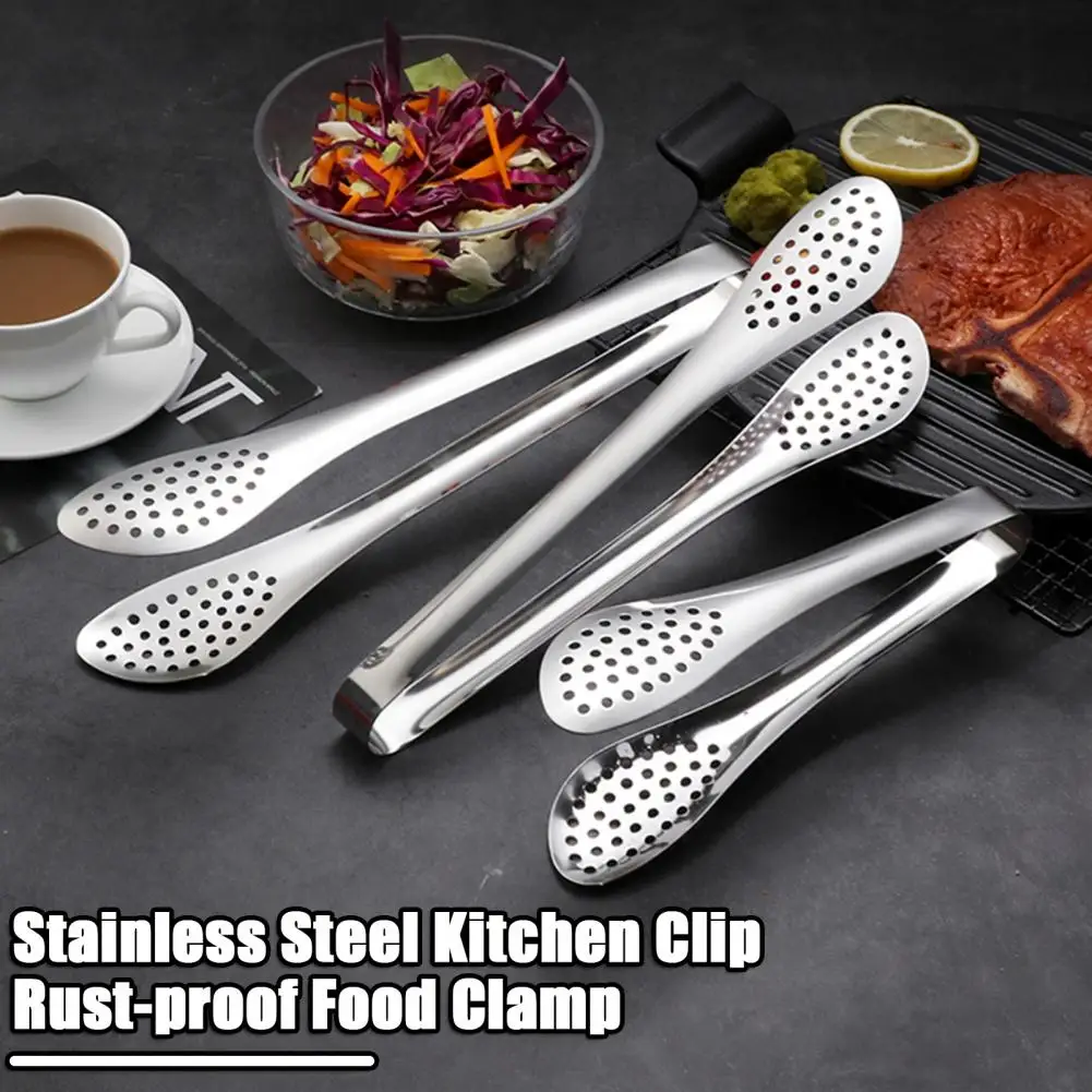 Food Clip Cooking Salad Serving BBQ Tongs Gatherings Food Buffet Tongs Stainless Steel Bead Appetizer Versatile Kitchen Tongs