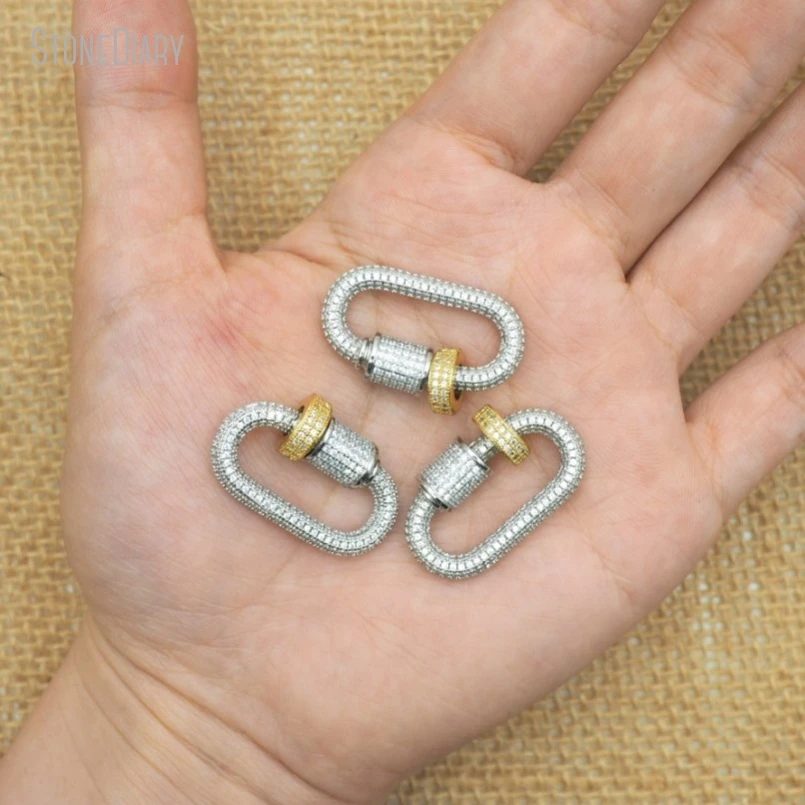 

5Pcs Wholesale Copper Invisible Setting Cubic Zirconia Screw Oval Shape Accessory Clasps FC50093