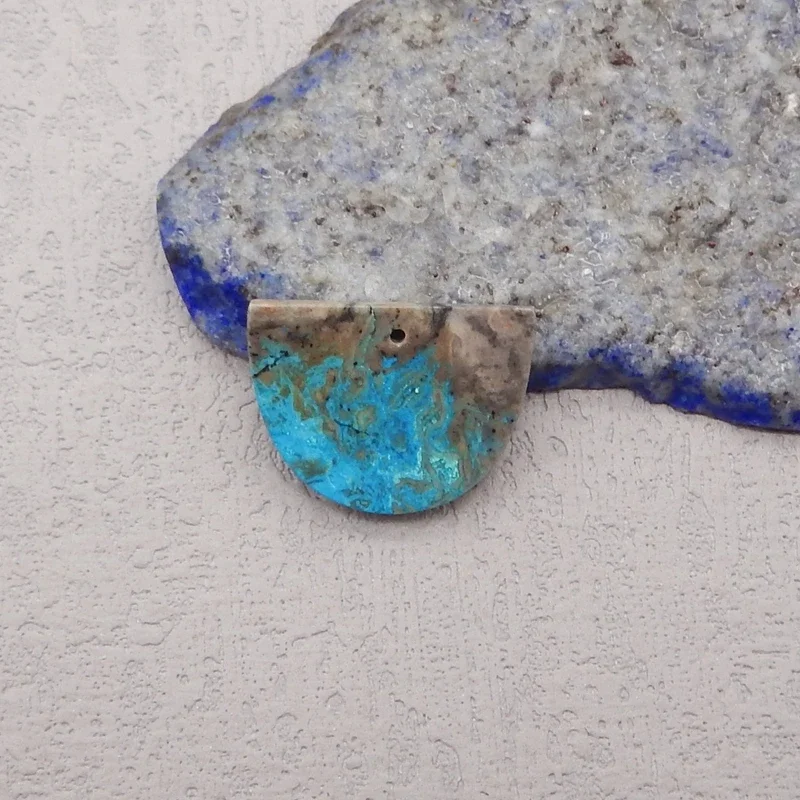 

Handmade Jewelry Natural Stone Chrysocolla Single Holes Earring Bead,Earrings Accessories For Women 29x24x3mm 9g
