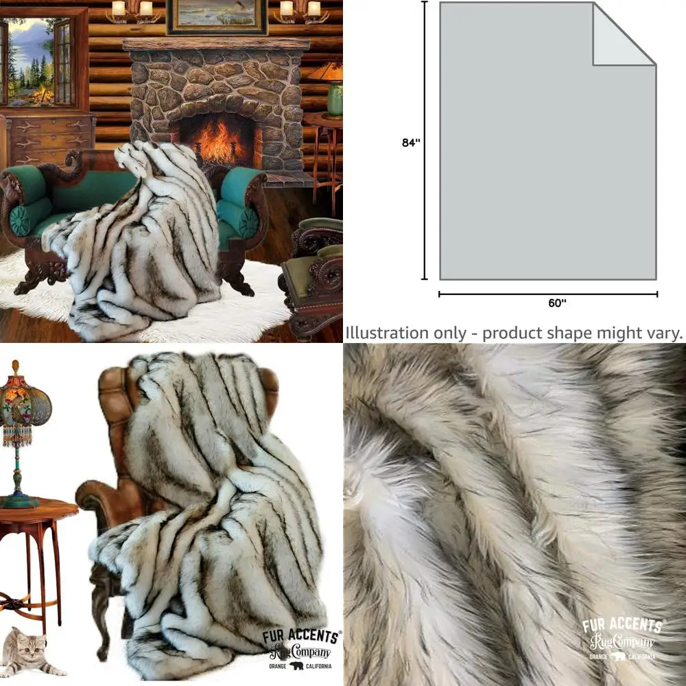 

Luxury Russian Wolf Throw Blanket with Husky Design - Soft Minky Cuddle Fleece Lining (5'x7')