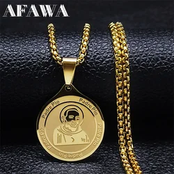 Padre Pio Necklace for Women/Men Stainless Steel Father Pio Pendants Necklaces Jewelry collier homme N6275S06