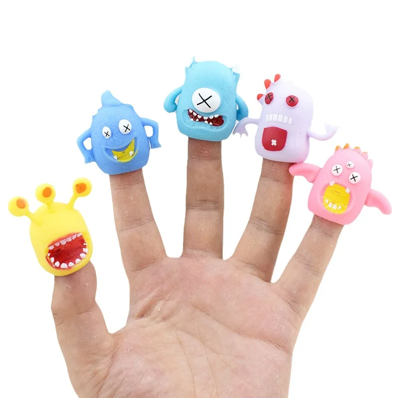 Engraçado Cartoon Little Monster Finger Puppet, Simulação Boneca Monstro Colorido, Modelo Infantil, Storytelling Props, Brinquedos Novidade, Bonito, 5pcs