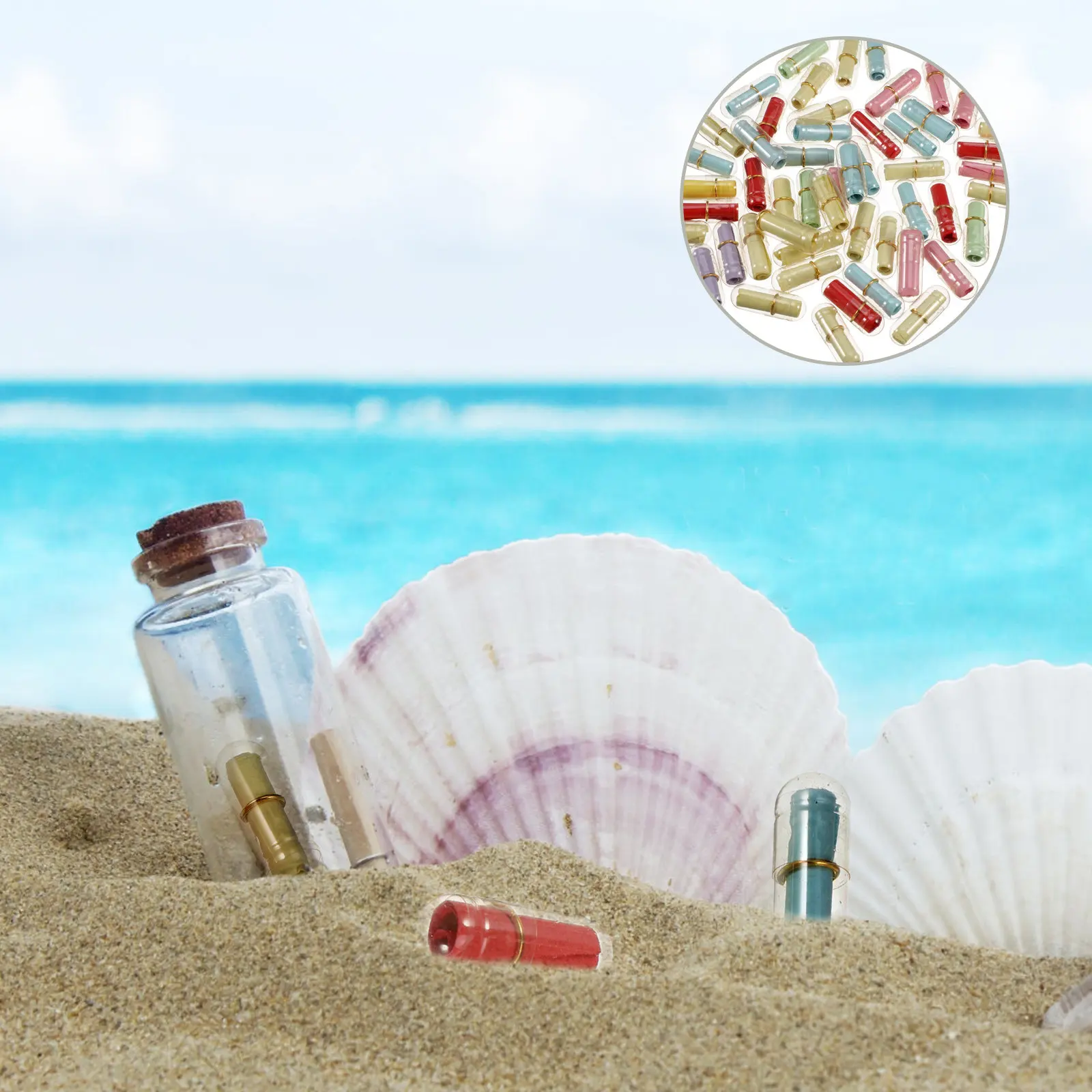 50Pcs Clear Mini Wish Bottle Plastic Capsule Pack with Writeable Paper Ideal for Wishing Bottles Scrapbooking Friendship Gifts
