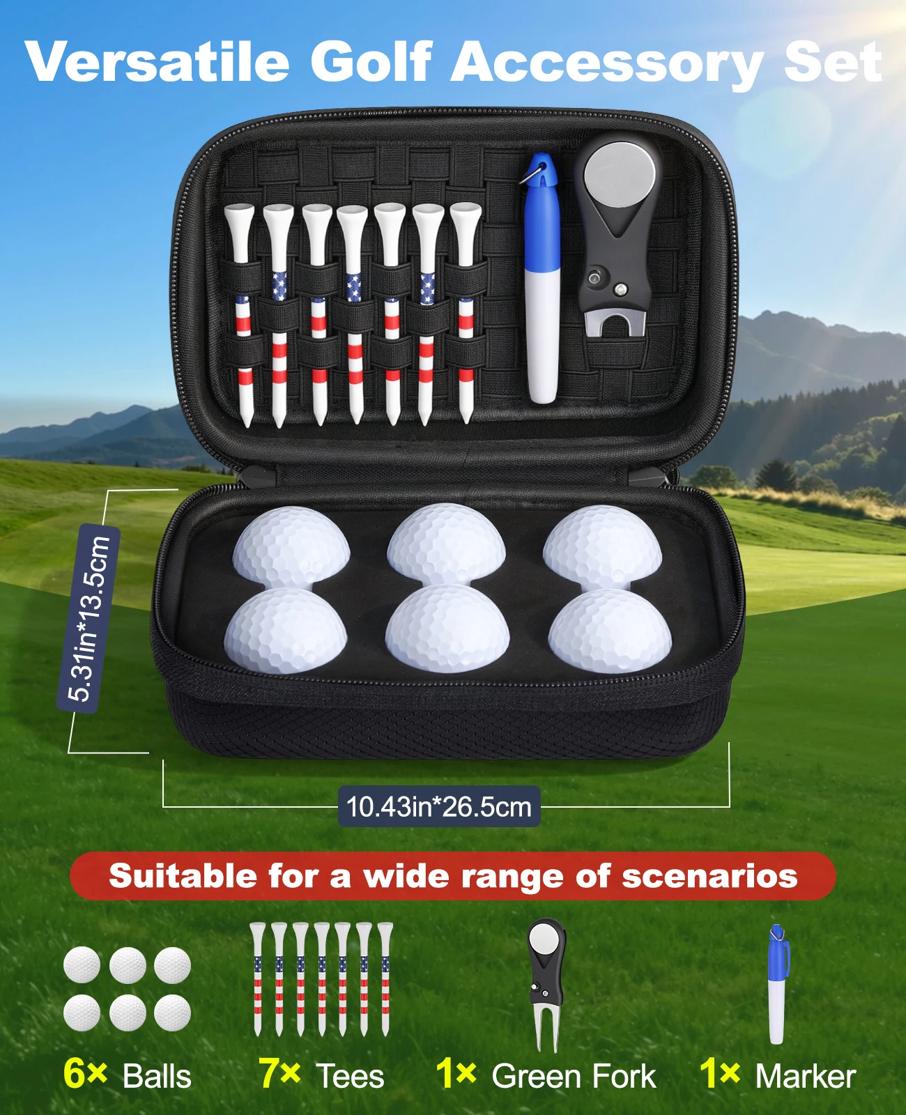 Golf Glove Holder Case Golf Accessories Organizer Bag with Glove Shaper for Phone, Gloves, Balls, Tees, Markers,