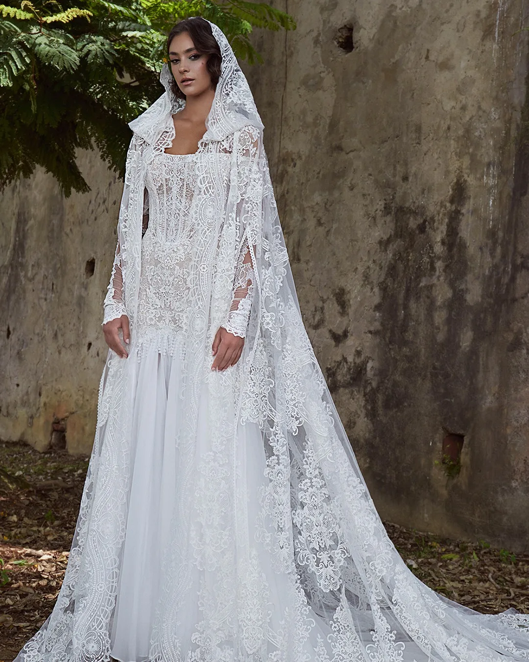 Lily Harris Inspirado Véu De Casamento Com Capuz De Renda, Capela Long Cape, Totalmente Lace, Manto Vitoriano Britânico Ocidental, Cover Up, 2024