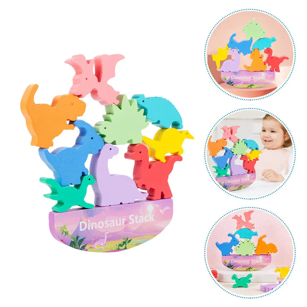 

1Set Dinosaur Balance Wooden Cartoon Blocks Early Education Kids Puzzle Game Improve Hand Eye Coordination Imagination Cognitive