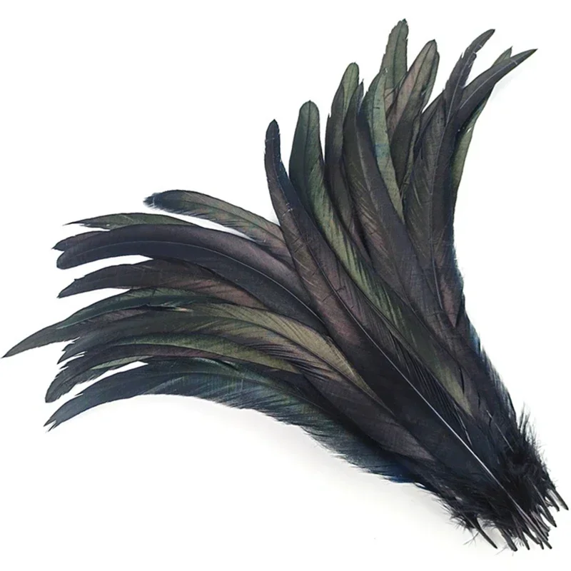 50Pcs Black White Rooster Feathers for Crafts Clothes 25-45CM Chicken Tail Cock Feather Decor Carnival DIY Manmade Decorations