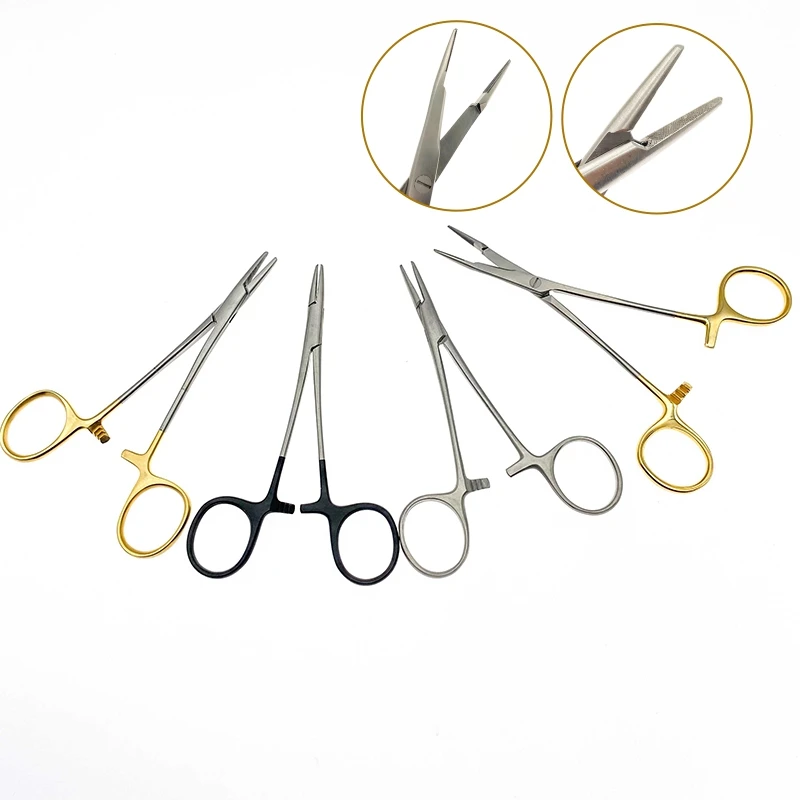 Stainless steel Needle clamp Straight tip pliers Surgical forceps Pet Veterinary  Surgical Instruments Needle Holder