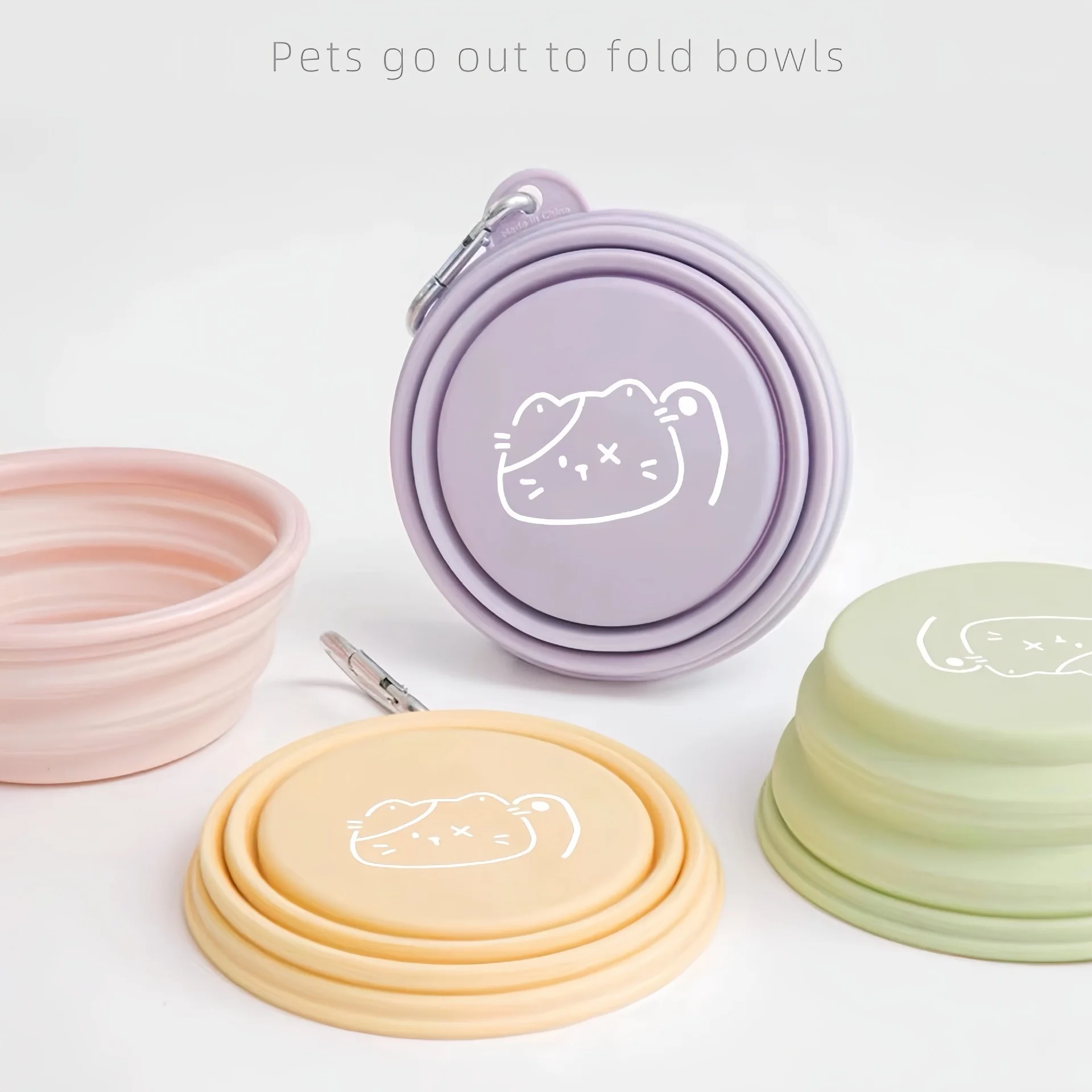 

Pets Dog Cats Folding Bowl Dog Food Bowl Portable Outdoor Silicone Drinking Bowl High Color Value Compact Decorative