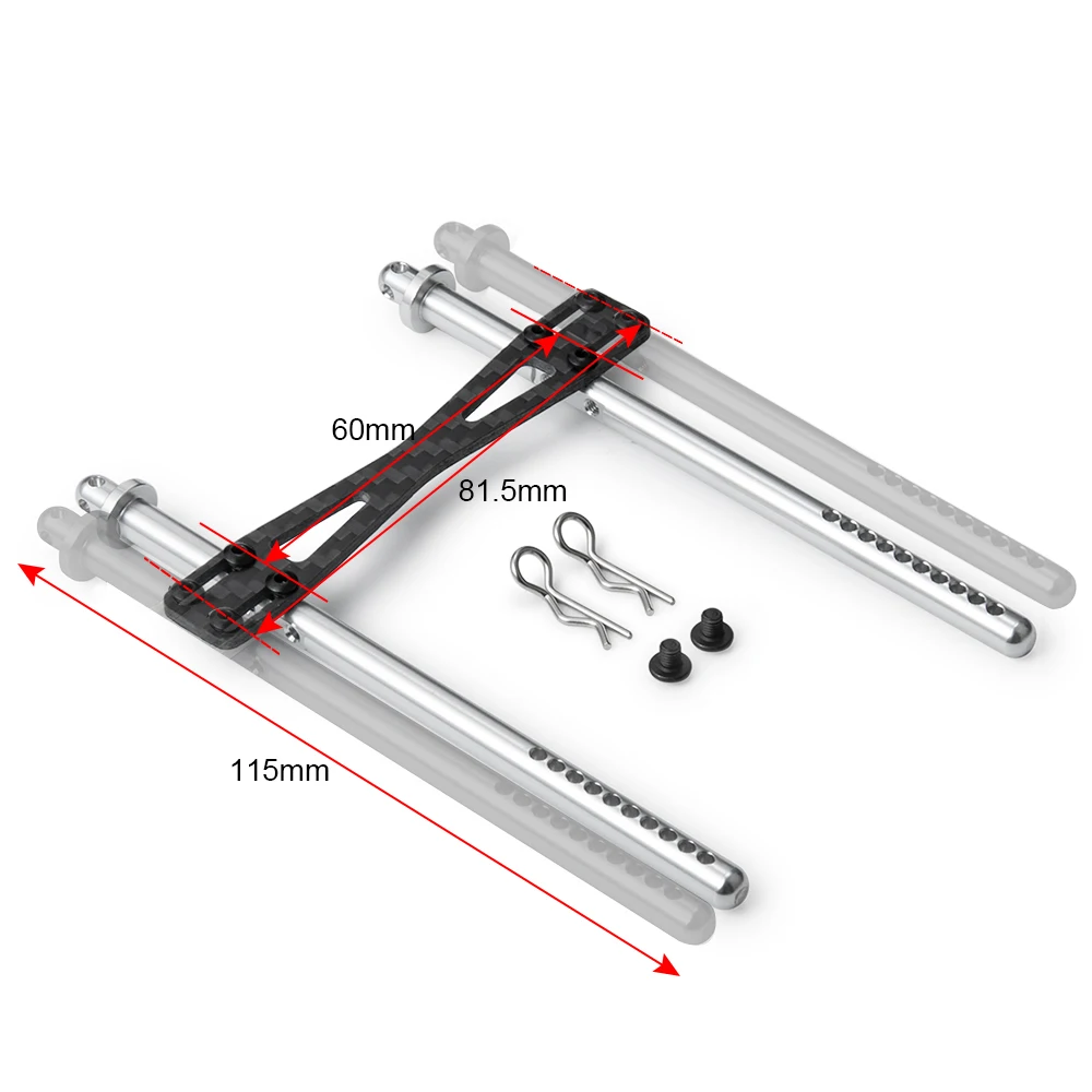 MIBIDAO-carcasa trasera de fibra de carbono y Metal para carrocería de coche, montaje de poste de columna con Clip para Axial SCX10 II 90046 1/10 RC Crawler Car Parts