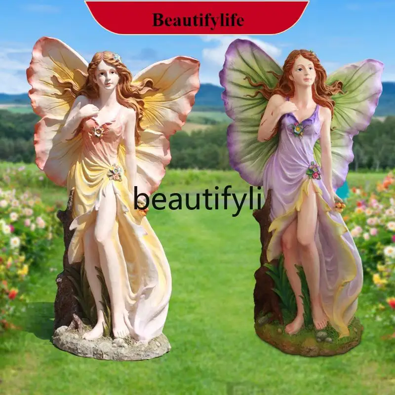 

F132 Flower fairy ornament outdoor fiberglass figure sculpture garden landscape shopping mall decoration