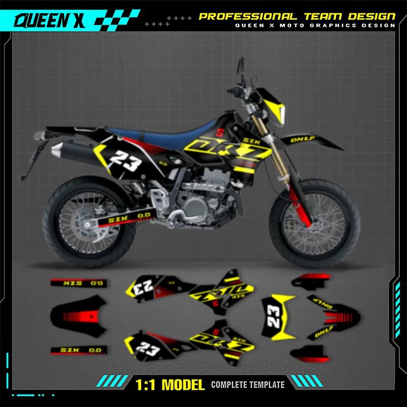 

QUEEN X MOTO Custom Team Motorcycle Graphics Decal Stickers Kit For SUZUKI DRZ400 S SM E 1999-2001 2005-2022