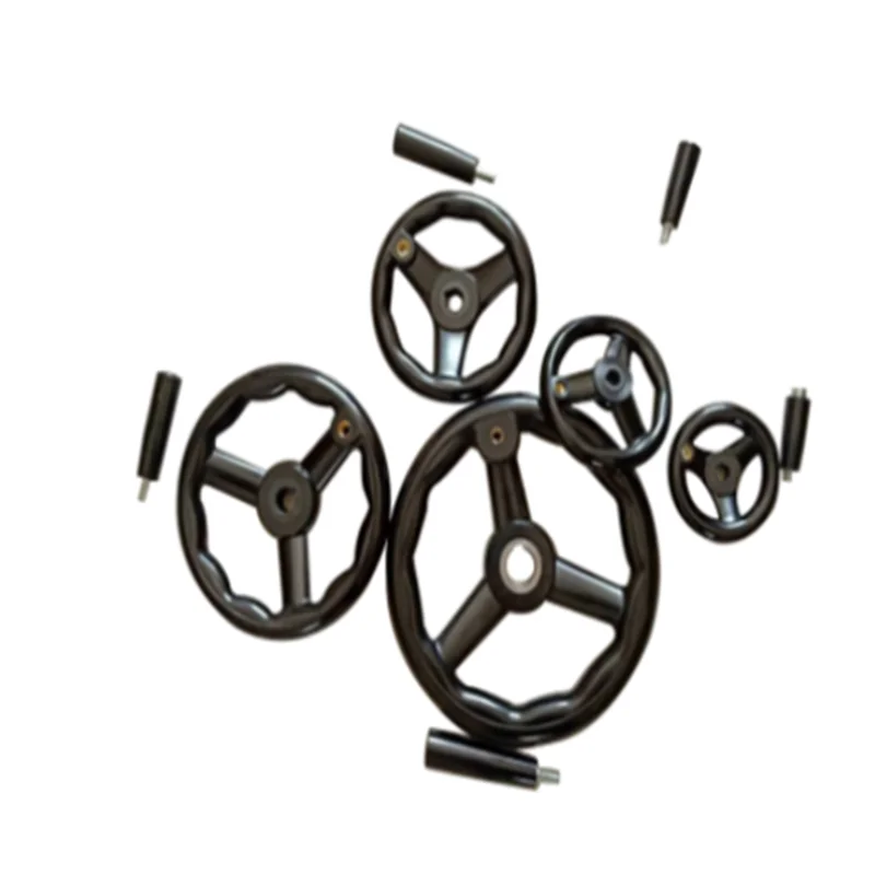 Fresadora Torno Cnc Spoked Mão Roda Ondulada Redonda Baquelite Três Volante 100 125 160 200 250 mm Preto