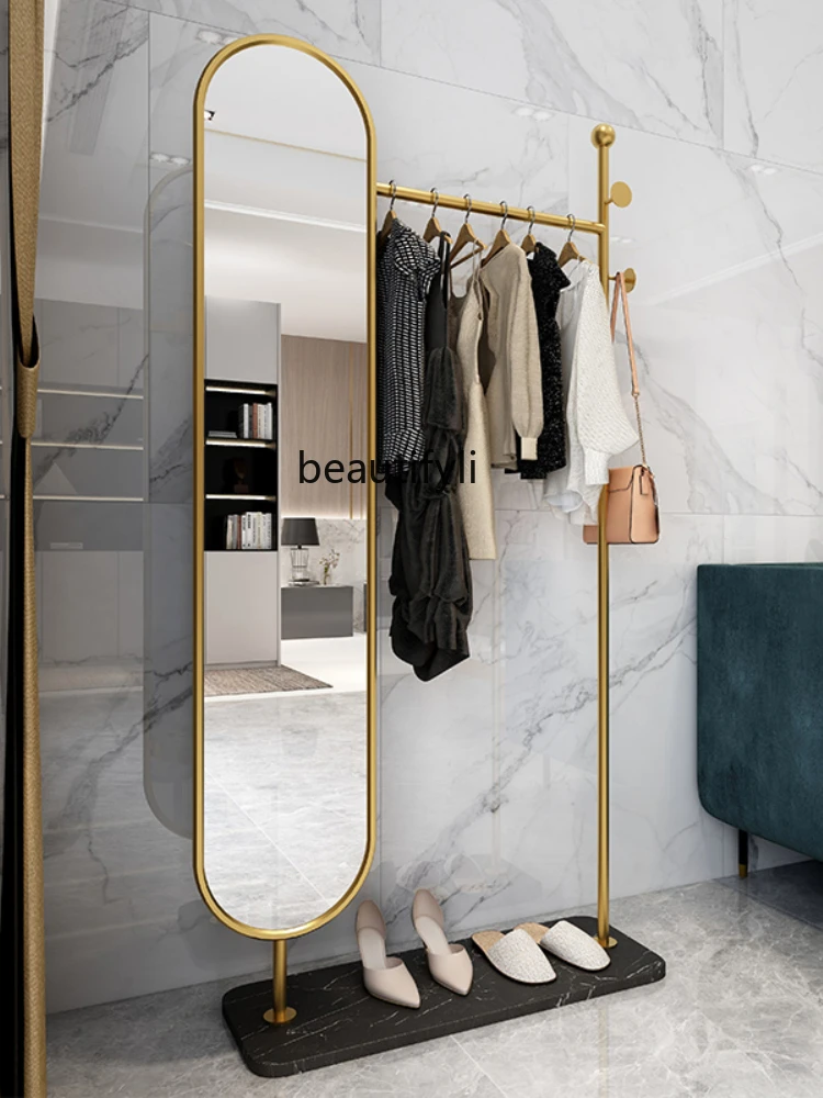 CXH Rotating Dressing Mirror Light Luxury and Simplicity Full-Length Mirror Coat Rack Hanger Clothes Integrated