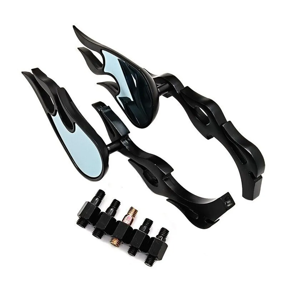 Pair of Motorcycle M8 M10 Mirror Universal Flame RearView Mirror For Honda Suzuki Kawasaki Yamaha Chopper Touring