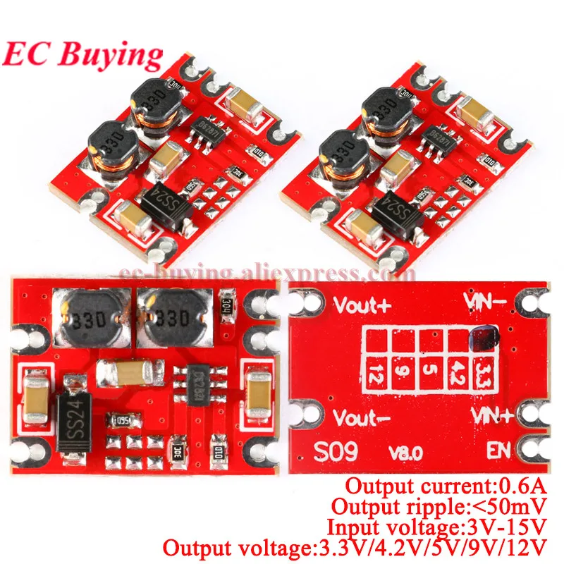 1Pc-20Pcs DC-DC Automatic Buck Boost Power Module Step Up Down Voltage Regulated Board 3V-15V Output 3.3V/5V/4.2V/9V/12V DIY S09